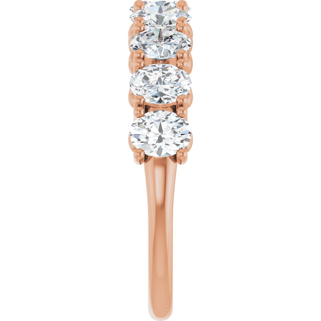14K Gold Oval Lab-Grown Diamond Eleven-Stone U-Prong Hidden Heart Anniversary Band – 1 1/3–2 1/4 CTW - Rose Gold - view 4