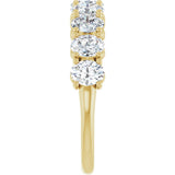 14K Gold Oval Natural Diamond Eleven-Stone U-Prong Hidden Heart Anniversary Band – 1 3/8–2 1/3 CTW - Yellow Gold - view 4