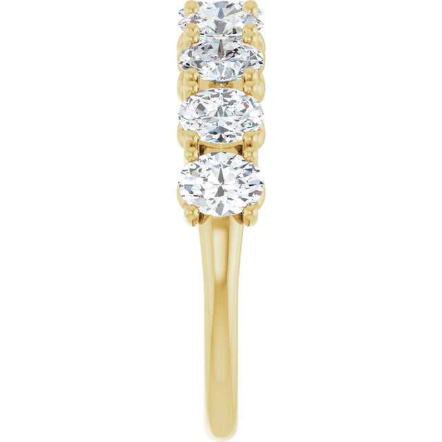 14K Gold Oval Lab-Grown Diamond Eleven-Stone U-Prong Hidden Heart Anniversary Band – 1 1/3–2 1/4 CTW - Yellow Gold - view 4