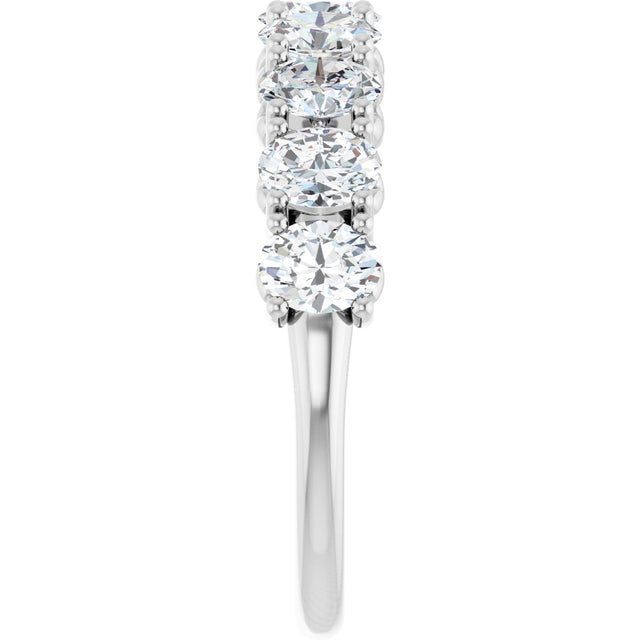 14K Gold Oval Lab-Grown Diamond Eleven-Stone U-Prong Hidden Heart Anniversary Band – 1 1/3–2 1/4 CTW - White Gold - view 4