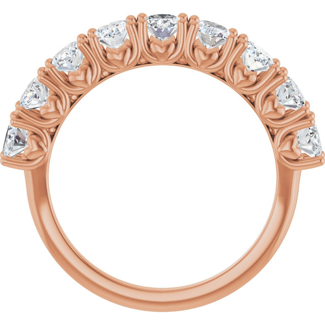 14K Gold Oval Lab-Grown Diamond Eleven-Stone U-Prong Hidden Heart Anniversary Band – 1 1/3–2 1/4 CTW - Rose Gold - view 2