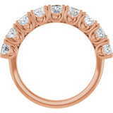 14K Gold Oval Natural Diamond Eleven-Stone U-Prong Hidden Heart Anniversary Band – 1 3/8–2 1/3 CTW - Rose Gold - view 2