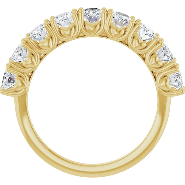14K Gold Oval Natural Diamond Eleven-Stone U-Prong Hidden Heart Anniversary Band – 1 3/8–2 1/3 CTW - Yellow Gold - view 2