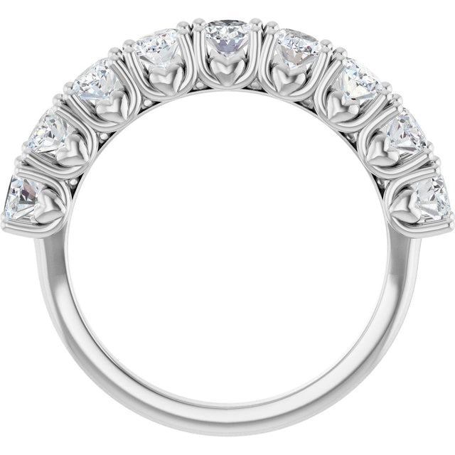 Platinum Oval Natural Diamond Eleven-Stone U-Prong Hidden Heart Anniversary Band – 1 3/8–2 1/3 CTW - view 2