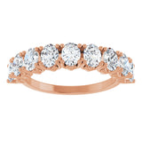 14K Gold Oval Lab-Grown Diamond Eleven-Stone U-Prong Hidden Heart Anniversary Band – 1 1/3–2 1/4 CTW - Rose Gold - view 3