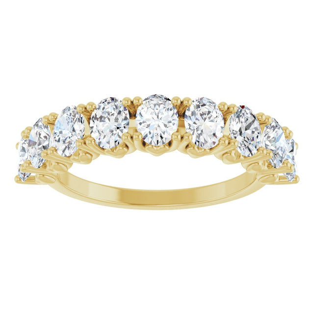 14K Gold Oval Lab-Grown Diamond Eleven-Stone U-Prong Hidden Heart Anniversary Band – 1 1/3–2 1/4 CTW - Yellow Gold - view 3