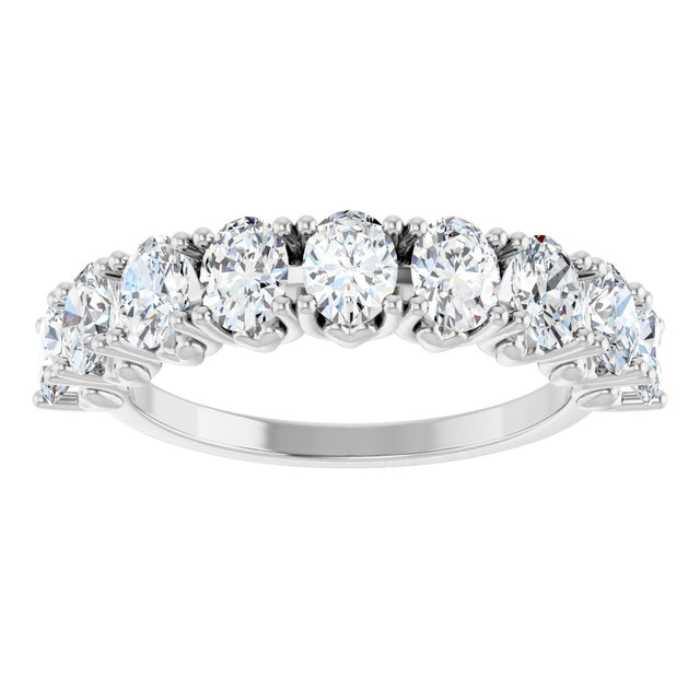 Platinum Oval Lab-Grown Diamond Eleven-Stone U-Prong Hidden Heart Anniversary Band – 1 1/3–2 1/4 CTW - view 3
