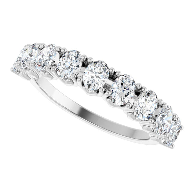 Platinum Oval Lab-Grown Diamond Eleven-Stone U-Prong Hidden Heart Anniversary Band – 1 1/3–2 1/4 CTW - view 5