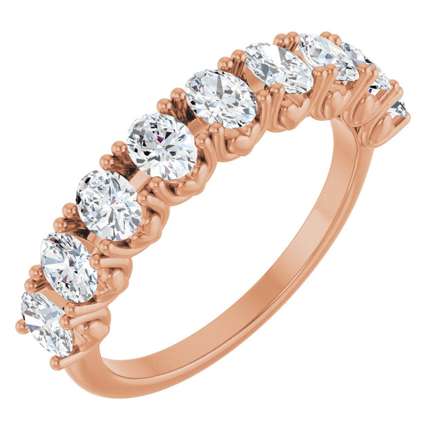 14K Gold Oval Lab-Grown Diamond Eleven-Stone U-Prong Hidden Heart Anniversary Band – 1 1/3–2 1/4 CTW - Rose Gold