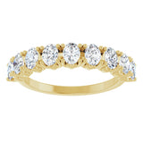 14K Gold Oval Lab-Grown Diamond Eleven-Stone U-Prong Hidden Heart Anniversary Band – 1 1/3–2 1/4 CTW - Yellow Gold - view 3