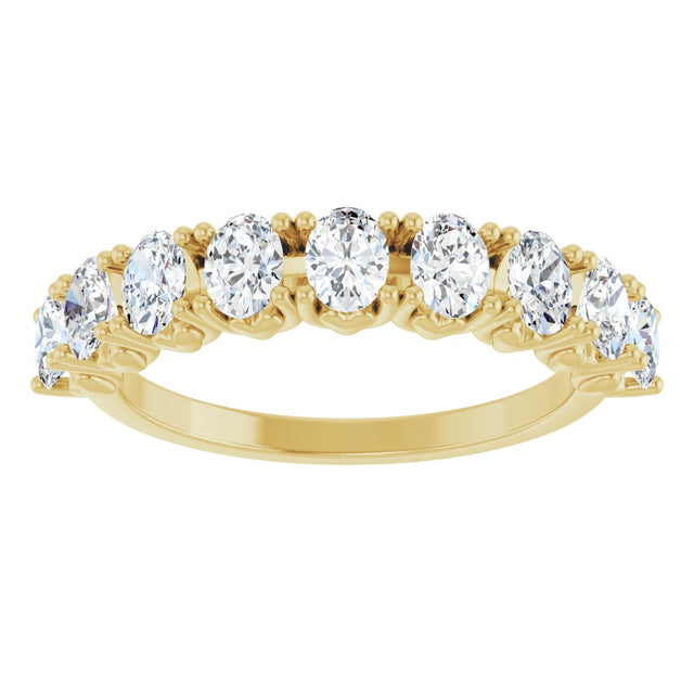 14K Gold Oval Lab-Grown Diamond Eleven-Stone U-Prong Hidden Heart Anniversary Band – 1 1/3–2 1/4 CTW - Yellow Gold - view 3