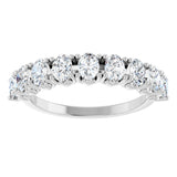 14K Gold Oval Lab-Grown Diamond Eleven-Stone U-Prong Hidden Heart Anniversary Band – 1 1/3–2 1/4 CTW - White Gold - view 3