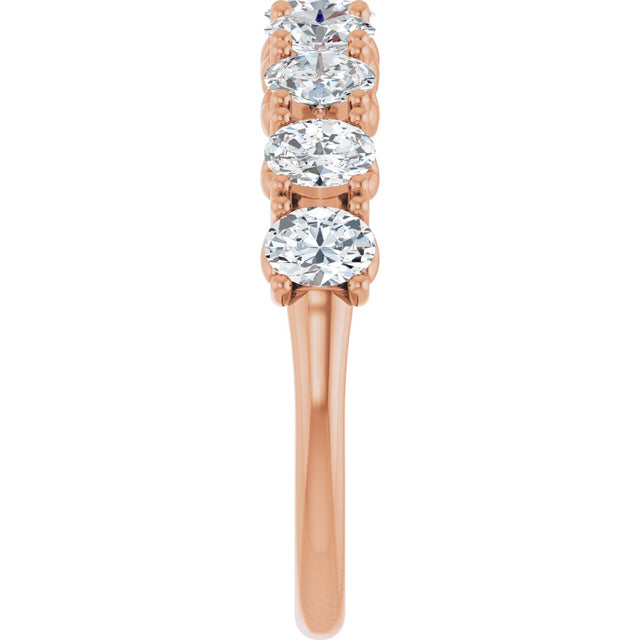 14K Gold Oval Lab-Grown Diamond Eleven-Stone U-Prong Hidden Heart Anniversary Band – 1 1/3–2 1/4 CTW - Rose Gold - view 4