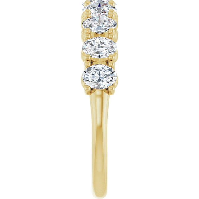 14K Gold Oval Lab-Grown Diamond Eleven-Stone U-Prong Hidden Heart Anniversary Band – 1 1/3–2 1/4 CTW - Yellow Gold - view 4