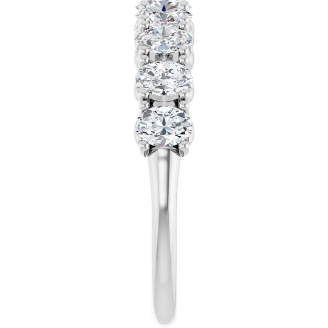 Platinum Oval Lab-Grown Diamond Eleven-Stone U-Prong Hidden Heart Anniversary Band – 1 1/3–2 1/4 CTW - view 4