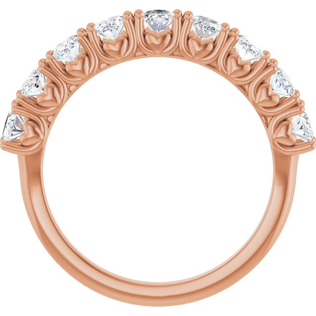 14K Gold Oval Lab-Grown Diamond Eleven-Stone U-Prong Hidden Heart Anniversary Band – 1 1/3–2 1/4 CTW - Rose Gold - view 2