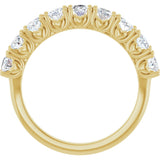 14K Gold Oval Natural Diamond Eleven-Stone U-Prong Hidden Heart Anniversary Band – 1 3/8–2 1/3 CTW - Yellow Gold - view 2