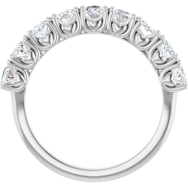 14K Gold Oval Lab-Grown Diamond Eleven-Stone U-Prong Hidden Heart Anniversary Band – 1 1/3–2 1/4 CTW - White Gold - view 2