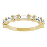 14K Gold Straight Baguette Lab-Grown Diamond Multi-Shape Anniversary Band – 4x2 mm Stones - Yellow Gold - view 3