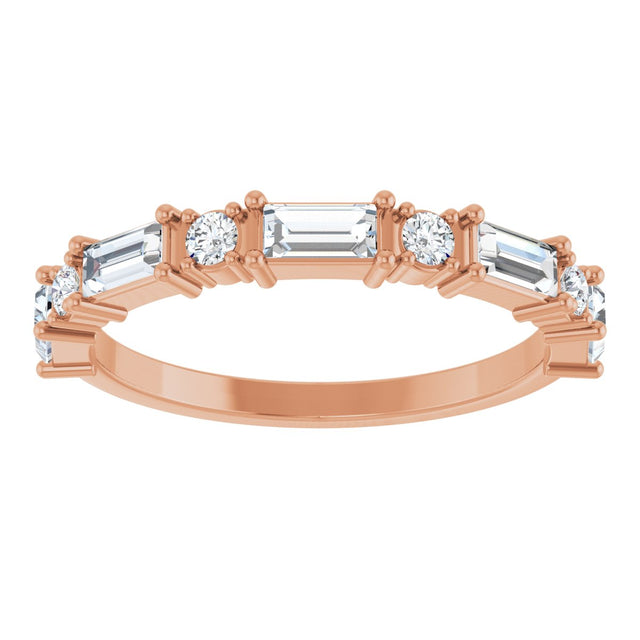 14K Gold Straight Baguette Natural Diamond Multi-Shape Anniversary Band – 1/5–5/8 CTW - Rose Gold - view 3