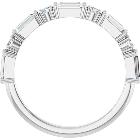 Platinum Straight Baguette Lab-Grown Diamond Multi-Shape Anniversary Band – 4x2 mm Stones - view 2