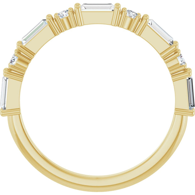 14K Gold Straight Baguette Natural Diamond Multi-Shape Anniversary Band – 1/5–5/8 CTW - Yellow Gold - view 2