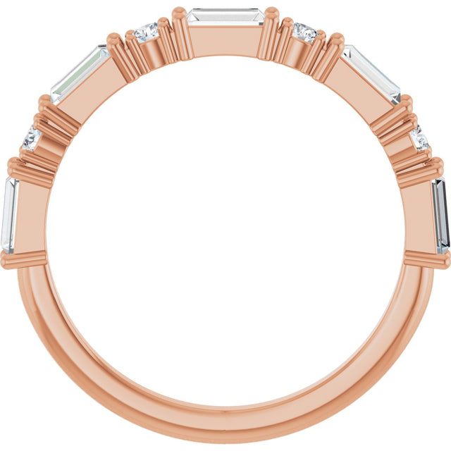14K Gold Straight Baguette Natural Diamond Multi-Shape Anniversary Band – 1/5–5/8 CTW - Rose Gold - view 2