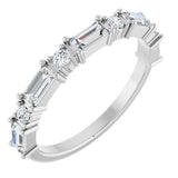 Platinum Straight Baguette Natural Diamond Multi-Shape Anniversary Band – 1/5–5/8 CTW