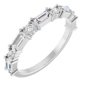 Platinum Straight Baguette Lab-Grown Diamond Multi-Shape Anniversary Band – 4x2 mm Stones