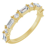14K Gold Straight Baguette Lab-Grown Diamond Multi-Shape Anniversary Band – 4x2 mm Stones - Yellow Gold