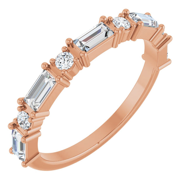 14K Gold Straight Baguette Natural Diamond Multi-Shape Anniversary Band – 1/5–5/8 CTW - Rose Gold