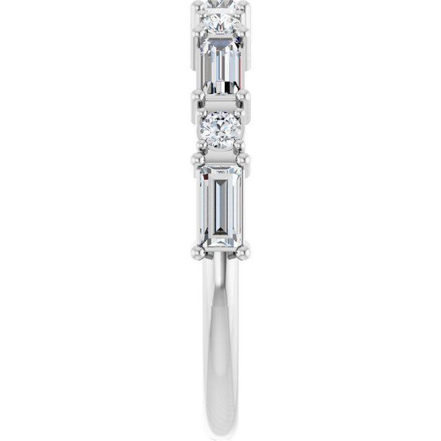 Platinum Straight Baguette Lab-Grown Diamond Multi-Shape Anniversary Band – 4x2 mm Stones - view 4