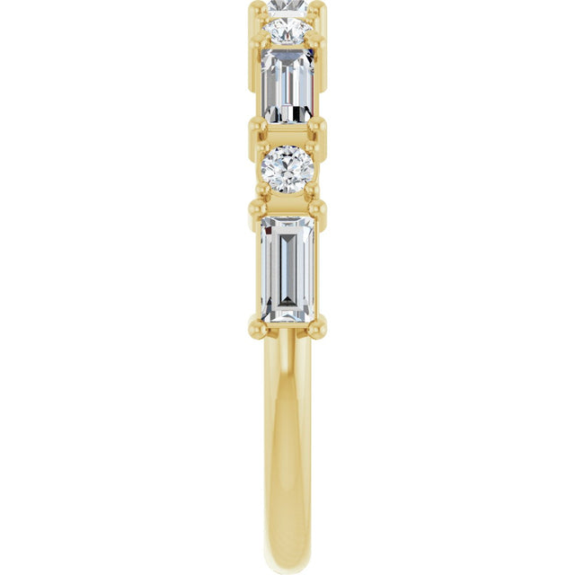 14K Gold Straight Baguette Natural Diamond Multi-Shape Anniversary Band – 1/5–5/8 CTW - Yellow Gold - view 4
