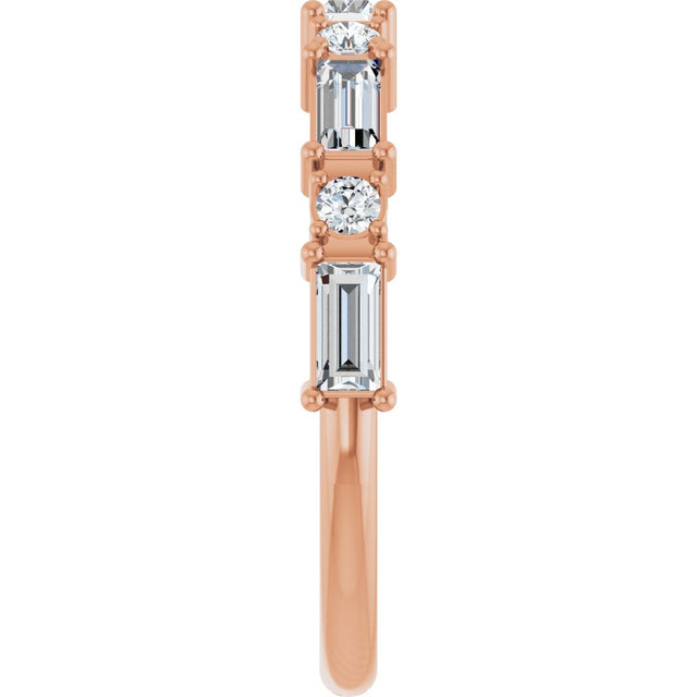 14K Gold Straight Baguette Natural Diamond Multi-Shape Anniversary Band – 1/5–5/8 CTW - Rose Gold - view 4
