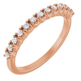 14K Gold Round Natural Diamond Eleven-Stone U-Prong Hidden Heart Anniversary Band – .04–1/3 CTW - Rose Gold