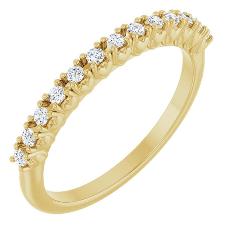 14K Gold Round Lab-Grown Diamond Eleven-Stone U-Prong Hidden Heart Anniversary Band – 1/5–5/8 CTW - Yellow Gold