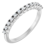 14K Gold Round Natural Diamond Eleven-Stone U-Prong Hidden Heart Anniversary Band – .04–1/3 CTW - White Gold