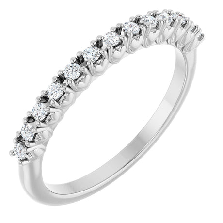 Platinum Round Natural Diamond Eleven-Stone U-Prong Hidden Heart Anniversary Band – .04–1/3 CTW