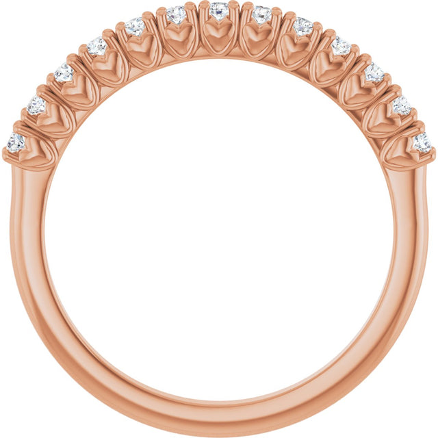 14K Gold Round Lab-Grown Diamond Eleven-Stone U-Prong Hidden Heart Anniversary Band – 1/5–5/8 CTW - Rose Gold - view 2