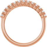 14K Gold Round Natural Diamond Eleven-Stone U-Prong Hidden Heart Anniversary Band – .04–1/3 CTW - Rose Gold - view 2