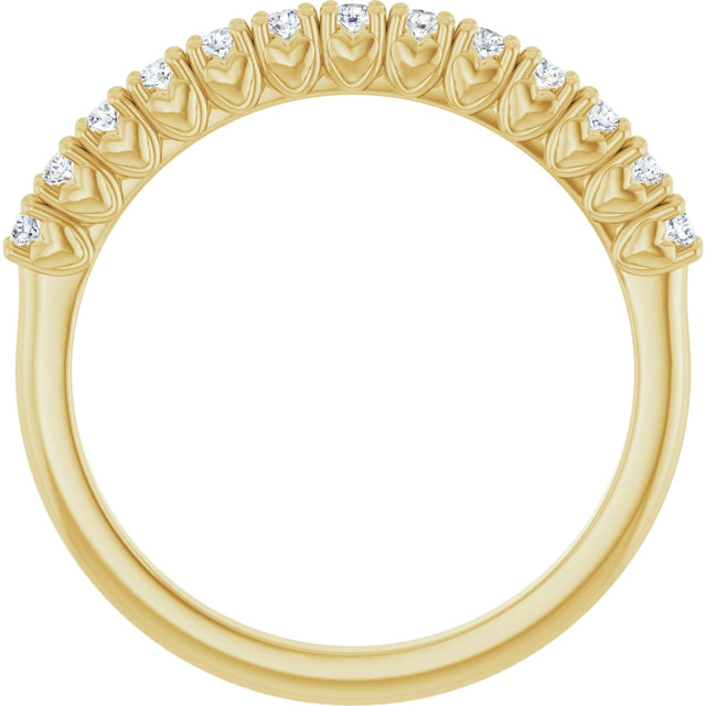 14K Gold Round Lab-Grown Diamond Eleven-Stone U-Prong Hidden Heart Anniversary Band – 1/5–5/8 CTW - Yellow Gold - view 2
