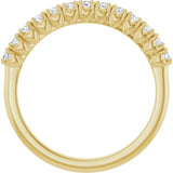 14K Gold Round Natural Diamond Eleven-Stone U-Prong Hidden Heart Anniversary Band – .04–1/3 CTW - Yellow Gold - view 2