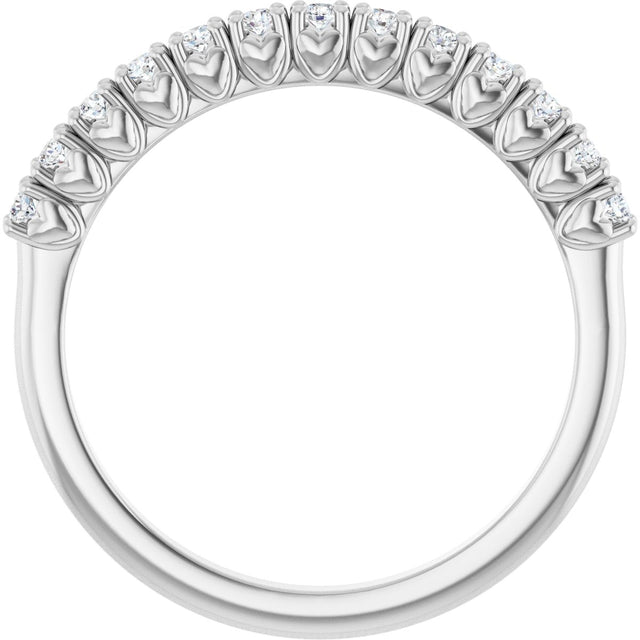 Platinum Round Natural Diamond Eleven-Stone U-Prong Hidden Heart Anniversary Band – .04–1/3 CTW - view 2