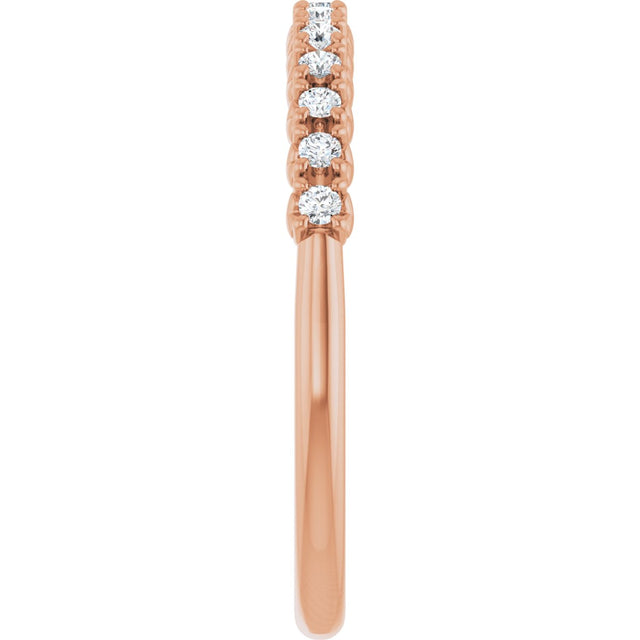 14K Gold Round Lab-Grown Diamond Eleven-Stone U-Prong Hidden Heart Anniversary Band – 1/5–5/8 CTW - Rose Gold - view 4