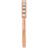 14K Gold Round Natural Diamond Eleven-Stone U-Prong Hidden Heart Anniversary Band – .04–1/3 CTW - Rose Gold - view 4