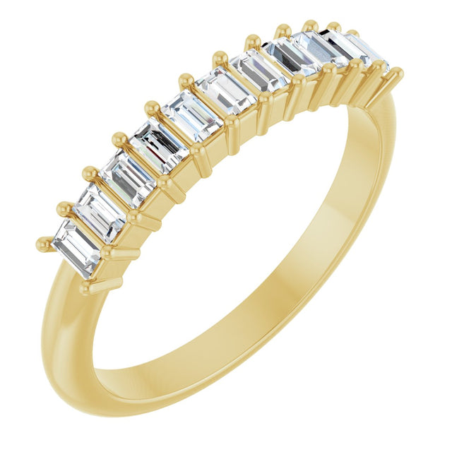 14K Gold Straight Baguette Natural Diamond Eleven-Stone Anniversary Band – 1/2–3/4 CTW - Yellow Gold