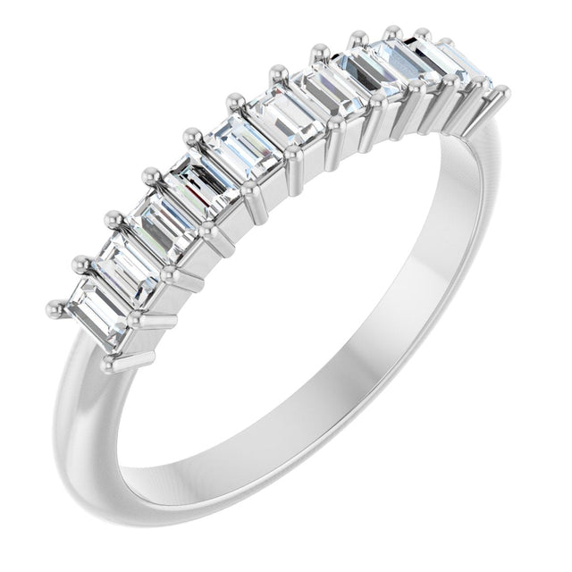Platinum Straight Baguette Natural Diamond Eleven-Stone Anniversary Band – 1/2–3/4 CTW