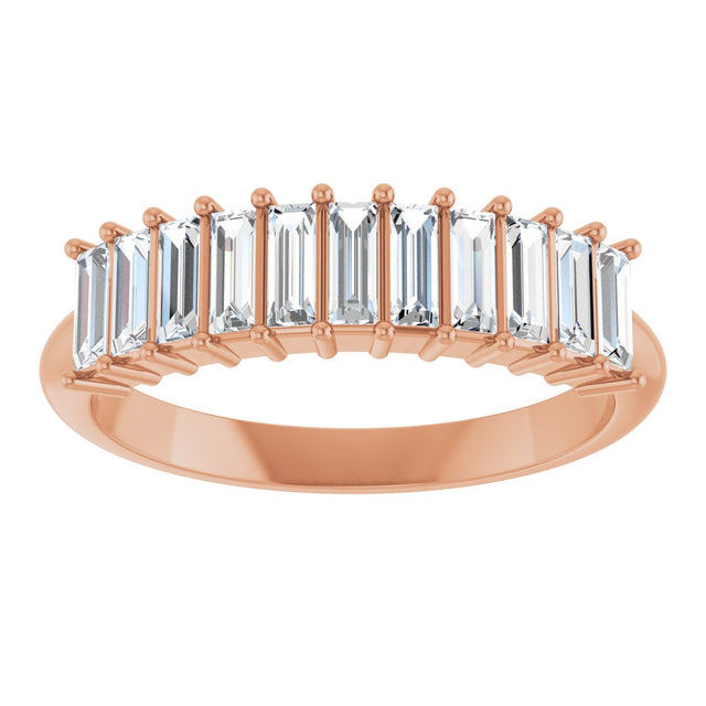 14K Gold Straight Baguette Lab-Grown Diamond Eleven-Stone Anniversary Band – 1/3–5/8 CTW - Rose Gold - view 3