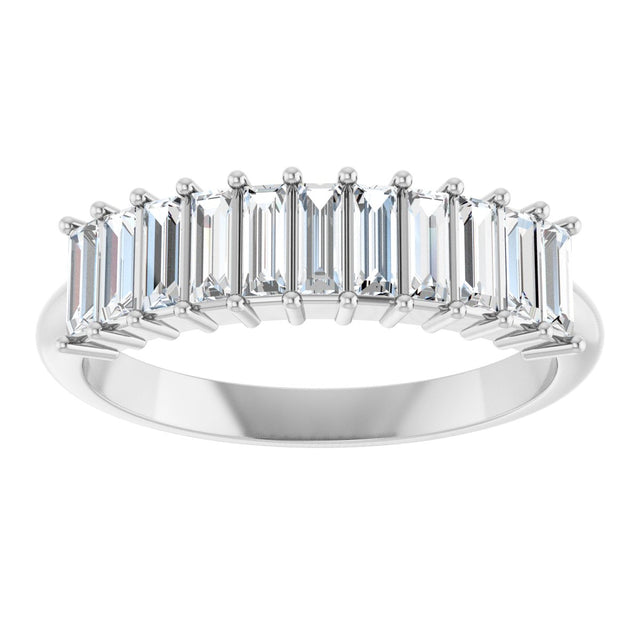 Platinum Straight Baguette Natural Diamond Eleven-Stone Anniversary Band – 1/2–3/4 CTW - view 3