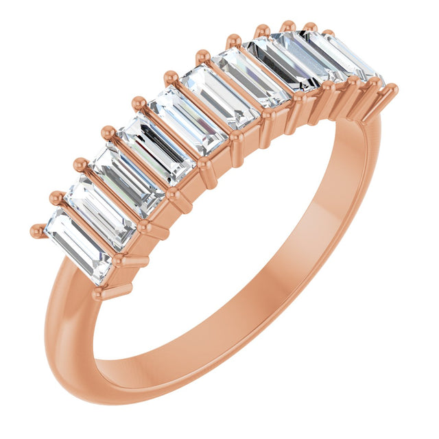 14K Gold Straight Baguette Natural Diamond Eleven-Stone Anniversary Band – 1/2–3/4 CTW - Rose Gold